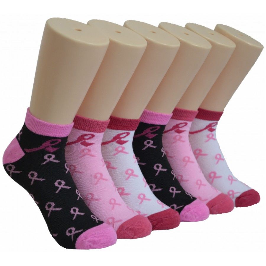 360 Units of Printed Breast Cancer Awareness Socks, Pink Ribbon Women ...