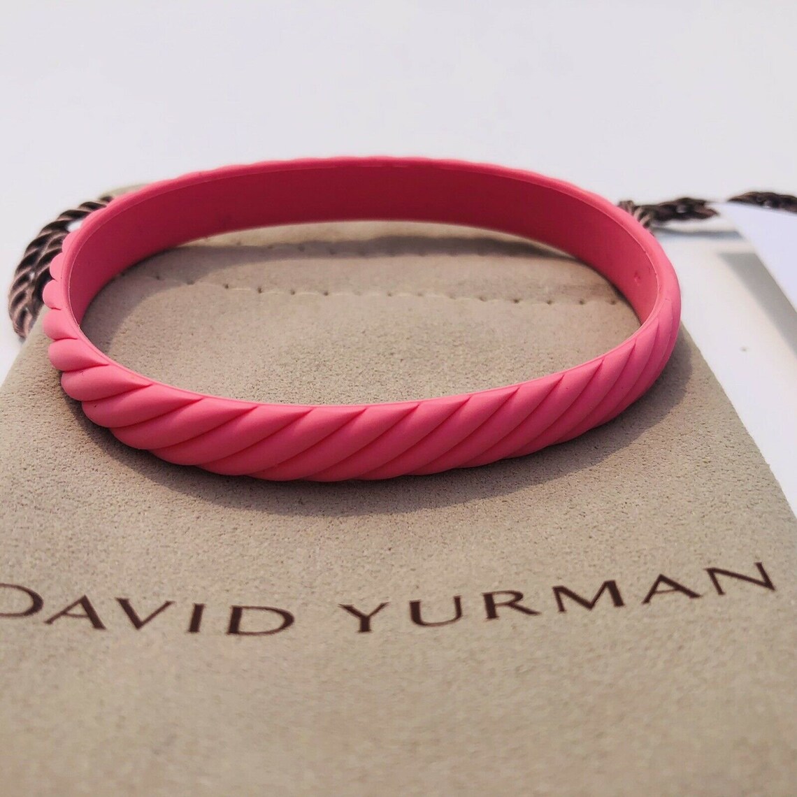 Authentic David Yurman Pink Rubber Bracelet Size Small/Medium