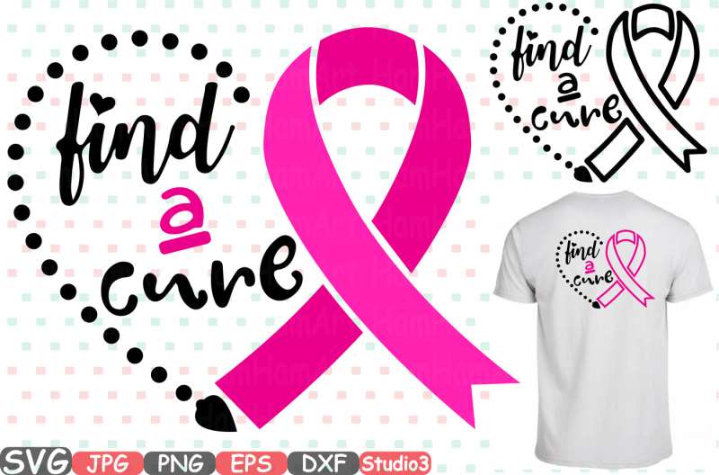 Breast Cancer Ribbon Monogram Silhouette SVG Cutting Files Digital Clip ...