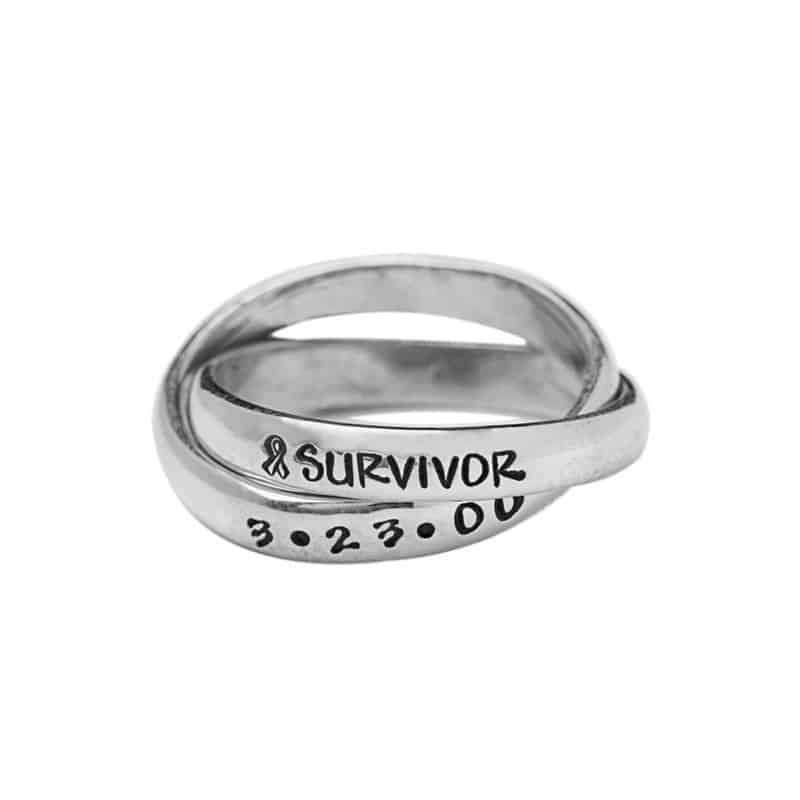 Cancer Jewelry, Breast Cancer Ring Silver, Double Band
