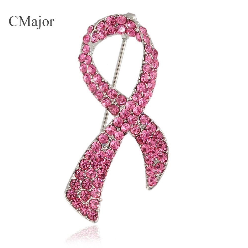 CMajor 10pcs/lot Pink Ribbon Breast Cancer Pink Ribbon Brooch Austria ...