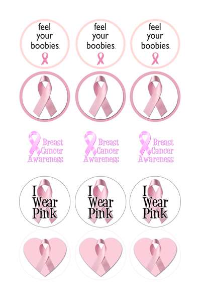 Free: Breast Cancer Awareness Bottle Cap Image Sheet