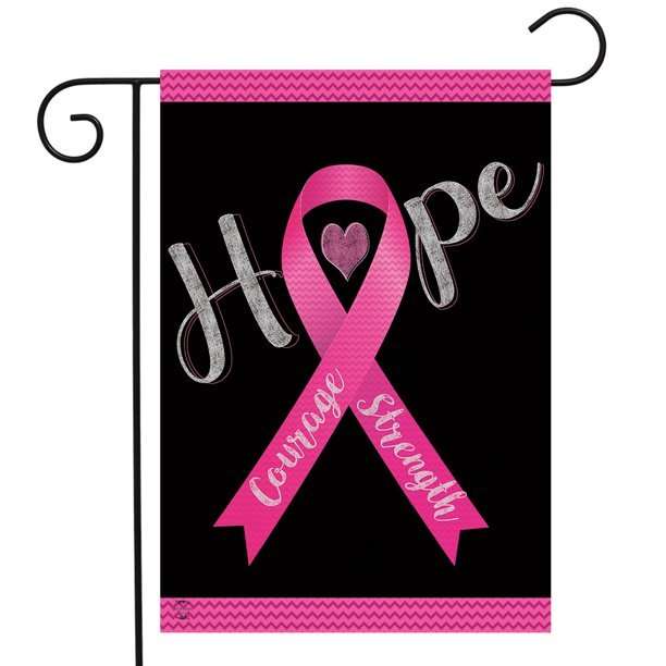 Hope, Courage, Strength Garden Flag Breast Cancer Pink ...