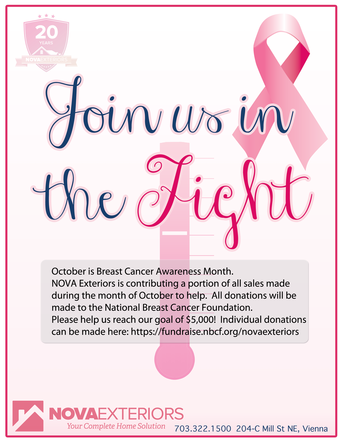 Join NOVA Exteriors in the Fight to End Breast Cancer