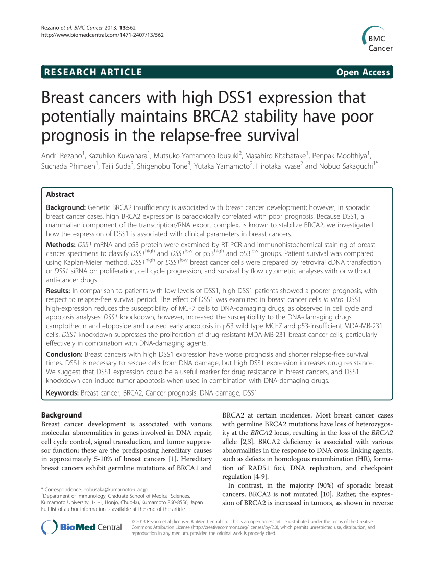 (PDF) Breast cancers with high DSS1 expression that ...