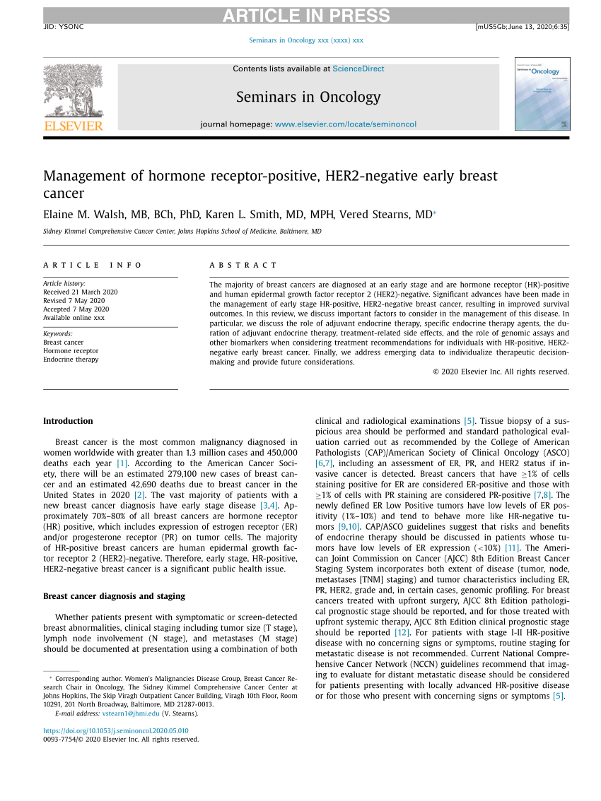 (PDF) Management of hormone receptor