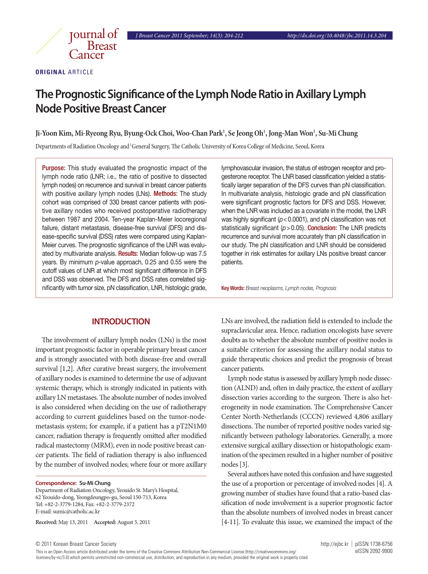 (PDF) The Prognostic Significance of the Lymph Node Ratio ...