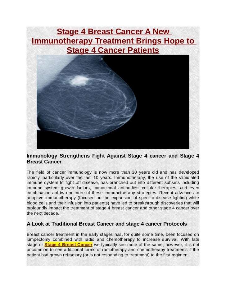 Stage 4 Breast Cancer A New Immunotherapy Treatment Brings Hope to St